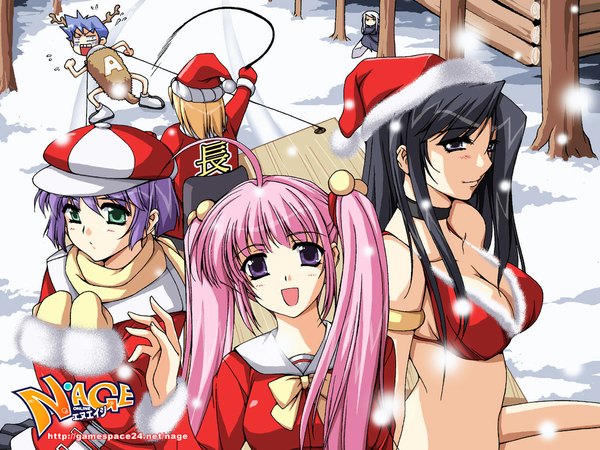 Anime picture 1024x768 with light erotic christmas tagme