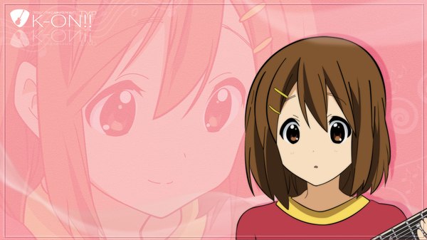 Anime picture 1920x1080 with k-on! kyoto animation hirasawa yui single highres short hair brown hair wide image brown eyes girl hair ornament bobby pin