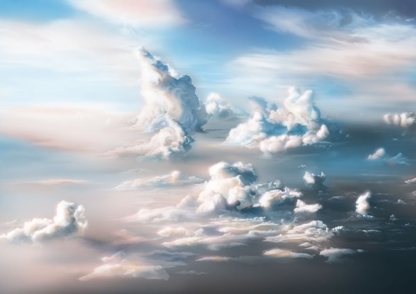 Anime picture 3508x2480 with original ryu highres absurdres sky cloud (clouds) from above sunlight no people landscape
