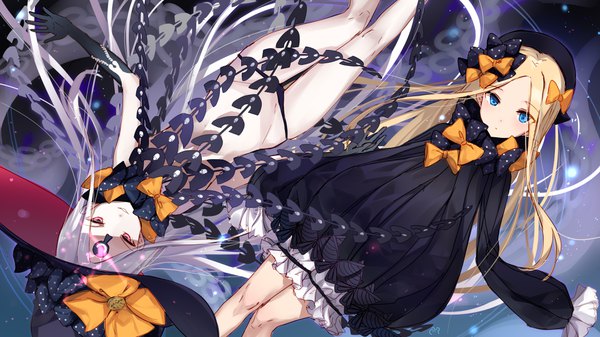 Anime picture 3840x2160 with fate (series) fate/grand order abigail williams (fate) bison cangshu long hair looking at viewer blush highres blue eyes light erotic blonde hair wide image multiple girls absurdres silver hair parted lips pink eyes groin pale skin dual persona
