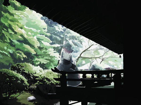 Anime picture 1024x768 with touhou saigyouji yuyuko landscape nature girl hitsuji