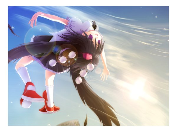 Аниме картинка 1280x960 с touhou шамеимару ая небо голубой фон девушка