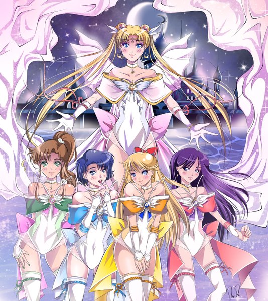 Anime picture 1280x1437 with bishoujo senshi sailor moon toei animation tsukino usagi sailor moon aino minako kino makoto princess serenity mizuno ami hino rei sailor venus sailor mars sailor mercury sailor jupiter deadia89 (artist) long hair tall image looking at viewer blush short hair blue eyes