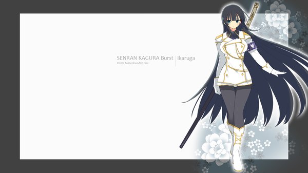 Anime picture 1920x1080 with senran kagura ikaruga (senran kagura) yaegashi nan single long hair highres blue eyes black hair wide image girl weapon sword boots katana