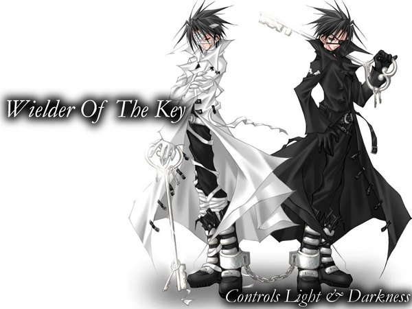Anime picture 1024x768 with jing king of bandits studio deen jing (jing king of bandits) short hair black hair simple background white background eyes closed inscription multiple boys third-party edit dual persona spiked hair chained boy gloves black gloves white gloves chain 2 boys