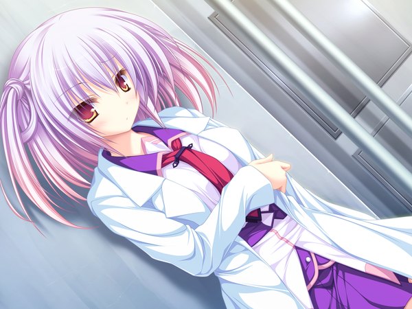 Anime picture 1600x1200 with 77 tsuneha aki mikagami mamizu short hair silver hair serafuku