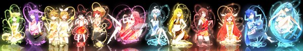 Anime-Bild 5000x850 mit vocaloid hatsune miku megurine luka kagamine rin kagamine len gumi kaito (vocaloid) meiko kamui gakupo lily (vocaloid) miki (vocaloid) nekomura iroha kaai yuki utatane piko achiki long hair highres short hair open mouth blue eyes