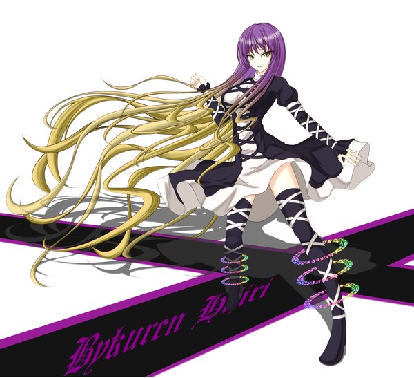 Anime picture 2300x2100 with touhou hijiri byakuren gmot long hair highres yellow eyes multicolored hair magic girl dress thigh boots