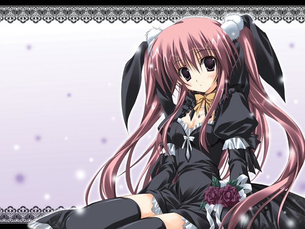 Anime picture 1600x1200 with supreme candy (game) korie riko twintails goth-loli thighhighs