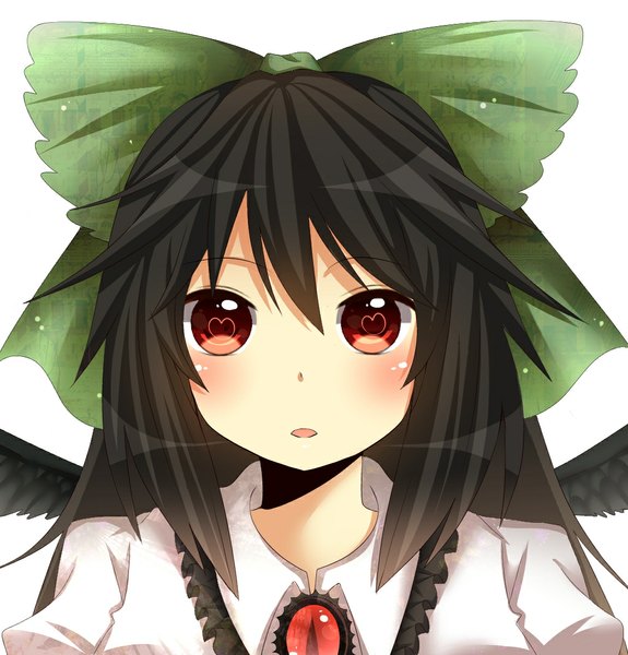 Anime picture 1024x1070 with touhou reiuji utsuho yamasuta long hair tall image black hair red eyes face girl wings