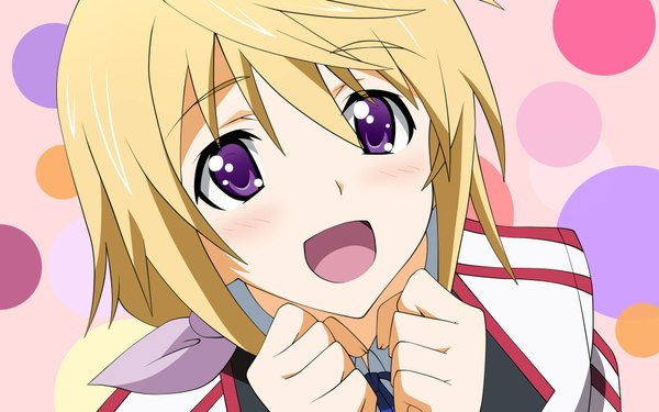 Anime picture 1920x1200 with infinite stratos 8bit charles dunois long hair highres open mouth blonde hair wide image purple eyes vector girl
