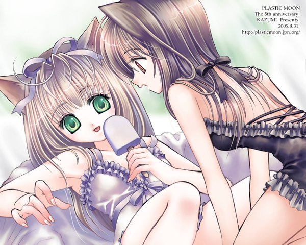 Anime picture 1280x1024 with plastic moon light erotic animal ears cat girl anniversary girl