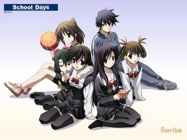 Anime picture 1024x768 with school days tagme