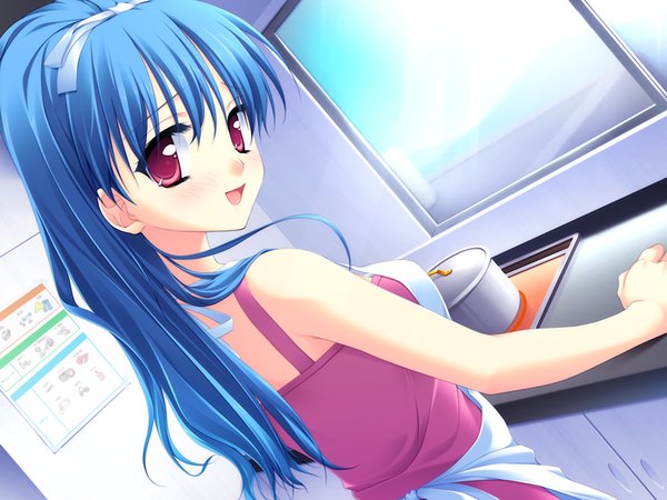 Anime picture 1200x900 with fairy life (game) red eyes blue hair game cg girl