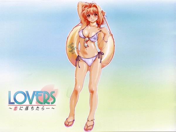 Anime picture 1600x1200 with lovers kawai rie light erotic swimsuit bikini white bikini