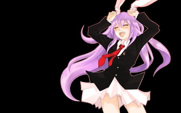 Anime picture 1680x1050 with touhou reisen udongein inaba wide image bunny ears black background bunny girl girl