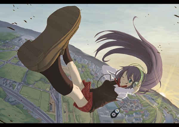 Anime picture 1132x800 with scenic headphones tagme