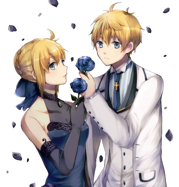 Anime picture 873x916 with fate (series) fate/grand order fate/extra fate/prototype fate/extella artoria pendragon (all) saber arthur pendragon (fate) woumu tall image looking at viewer fringe short hair open mouth blue eyes simple background blonde hair hair between eyes standing white background