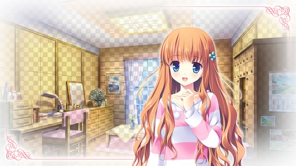 Anime picture 1024x576 with sugirly wish himeyuri megumi long hair open mouth blue eyes wide image game cg orange hair girl