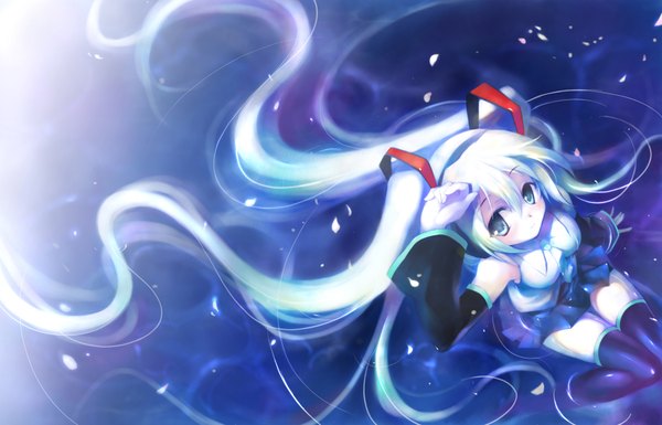Anime picture 1862x1196 with vocaloid hatsune miku ldld2 (pixiv) highres twintails girl