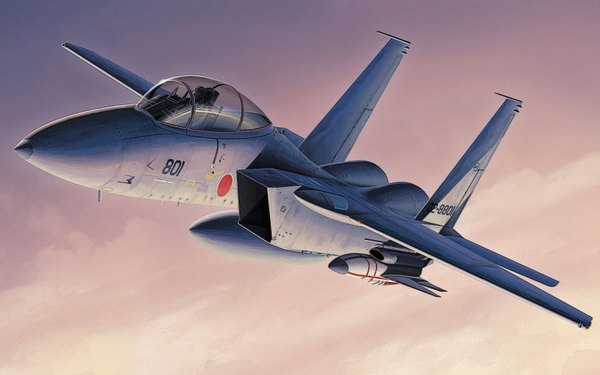 Anime picture 1600x1000 with original yaenagi flying military weapon airplane jet f-15