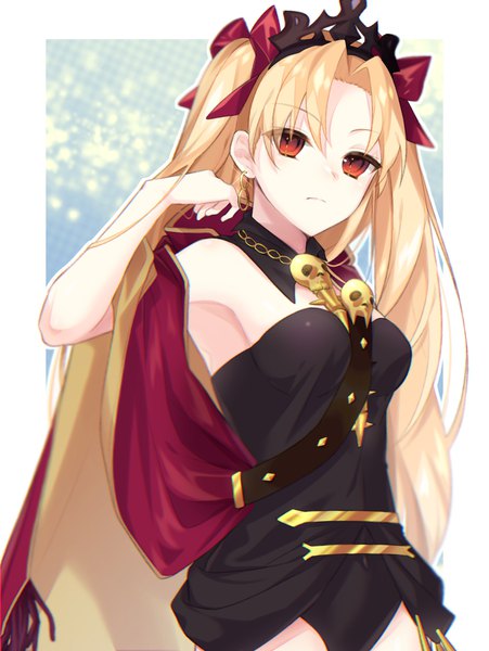Anime picture 1700x2260 with fate (series) fate/grand order ereshkigal (fate) mtgomi 3 single long hair tall image looking at viewer blush fringe breasts light erotic blonde hair red eyes standing sparkle armpit (armpits) two side up border girl