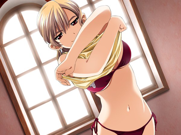 Anime picture 1200x900 with edelweiss ibuki mei light erotic red eyes brown hair game cg girl