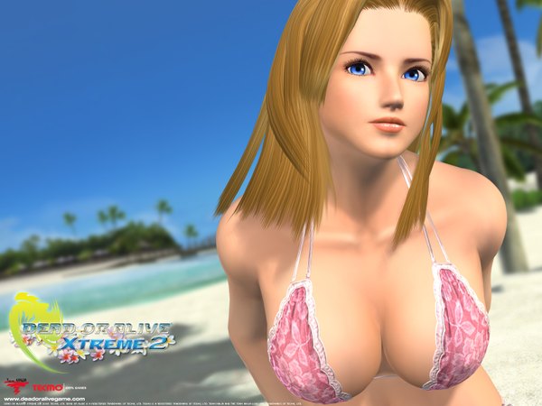 Anime picture 1600x1200 with dead or alive tina armstrong highres breasts light erotic huge breasts 3d swimsuit bikini