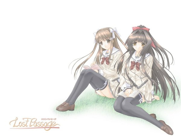 Anime picture 1024x768 with lost passage yamabuki sayuki usa mizuki kimizuka aoi white background