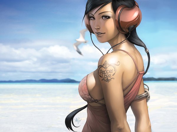 Anime picture 1440x1080 with artgerm (stanley lau) realistic headphones phone tagme