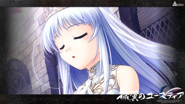 Anime picture 1920x1080 with aiyoku no eustia saint irene long hair highres wide image blue hair game cg eyes closed girl