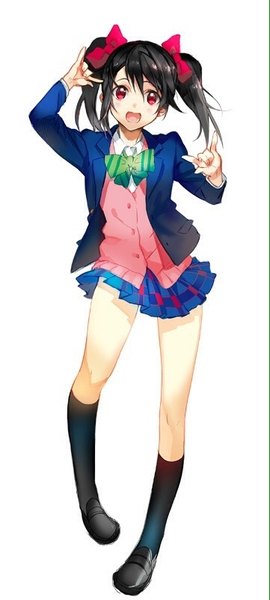Anime picture 361x800 with love live! school idol project sunrise (studio) love live! yazawa nico tibino single tall image looking at viewer blush fringe short hair open mouth black hair hair between eyes twintails full body pink eyes short twintails mmm girl