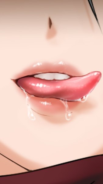 Аниме картинка 640x1136 с вторжение гигантов production i.g микаса акерман kabeu mariko один (одна) высокое изображение чёлка чёрные волосы губы зубы крупный план лицо слюни облизывает длинный язык девушка одежда