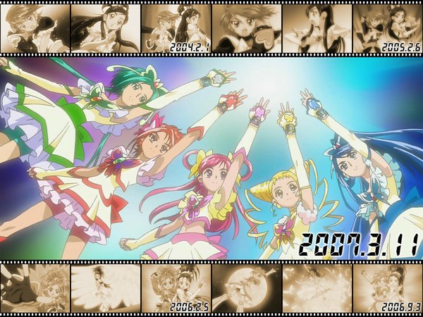 Anime picture 1024x768 with precure futari wa pretty cure yes! precure 5 futari wa pretty cure splash star yukishiro honoka misumi nagisa cure white yumehara nozomi cure black cure dream akimoto komachi mishou mai minazuki karen cure mint kasugano urara (yes! precure 5) cure aqua cure lemonade natsuki rin cure rouge hyuuga saki