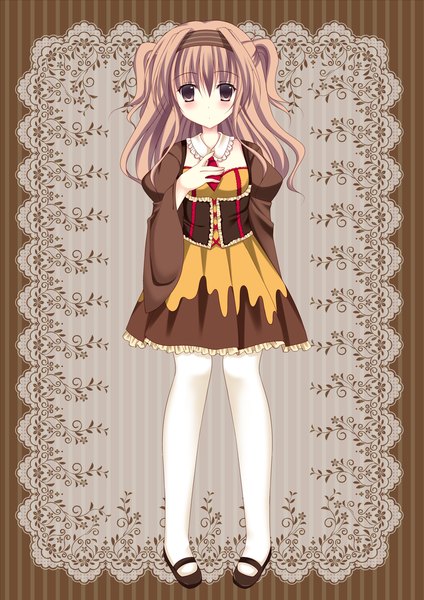 Anime picture 2480x3508 with original kurusu ren single long hair tall image blush highres brown hair brown eyes girl dress hairband