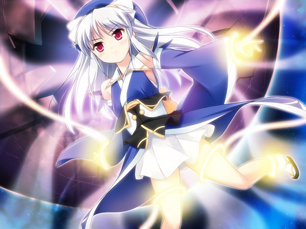 Anime picture 1200x900 with lovekami tsukuyomi usagi yashima takahiro long hair red eyes game cg silver hair girl