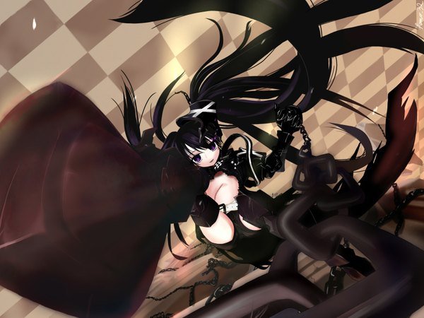 Anime picture 1600x1200 with black rock shooter insane black rock shooter scar sword chain