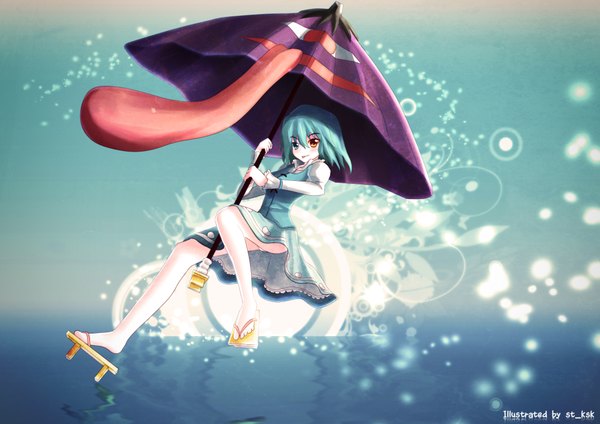 Anime picture 4242x3000 with touhou tatara kogasa chuukarudoruhu highres girl skirt underwear panties umbrella
