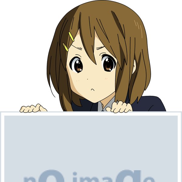 Anime picture 850x850 with k-on! kyoto animation pixiv hirasawa yui mugen ouka single fringe short hair simple background hair between eyes brown hair white background brown eyes no image girl uniform school uniform bobby pin