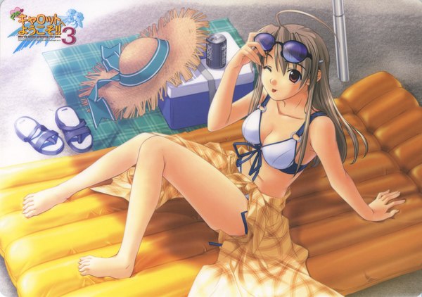 Anime picture 2000x1408 with pia carrot takai sayaka hashimoto takashi highres swimsuit bikini inflatable raft tagme