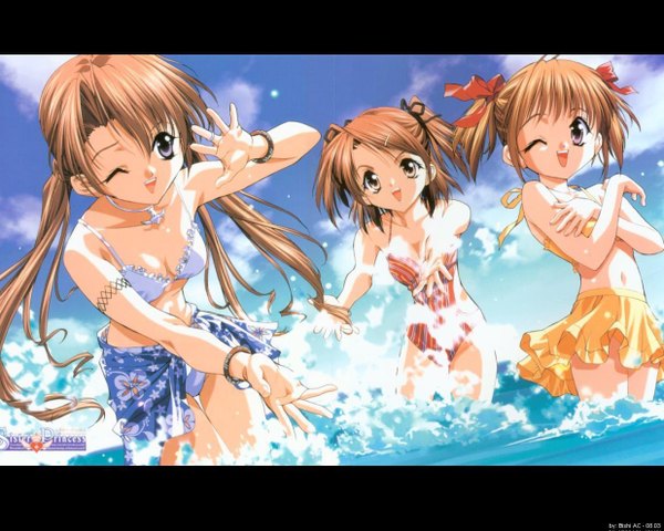 Anime picture 1238x991 with sister princess zexcs sakuya (sister princess) yotsuba (sister princess) hinako (sister princess) tenhiro naoto swimsuit