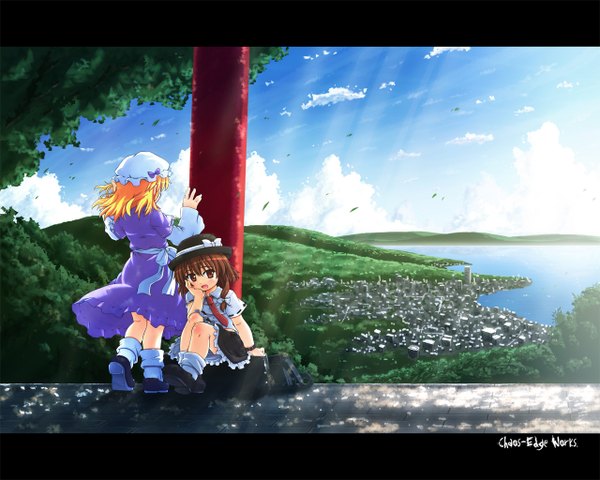 Anime picture 1280x1024 with touhou usami renko maribel hearn etogami kazuya letterboxed girl
