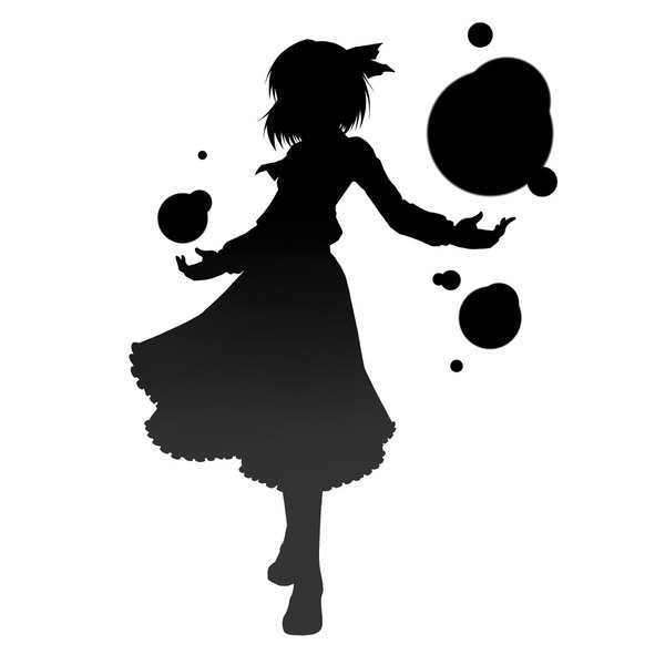 Anime picture 1000x1000 with touhou rumia kokuten (weaksound) single short hair black hair simple background white background silhouette girl dress