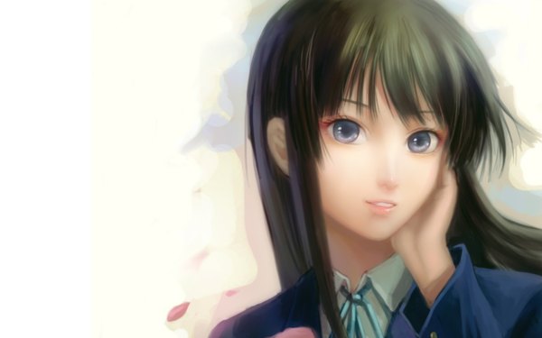 Anime picture 1440x900 with k-on! kyoto animation akiyama mio zhenlin long hair black hair wide image realistic