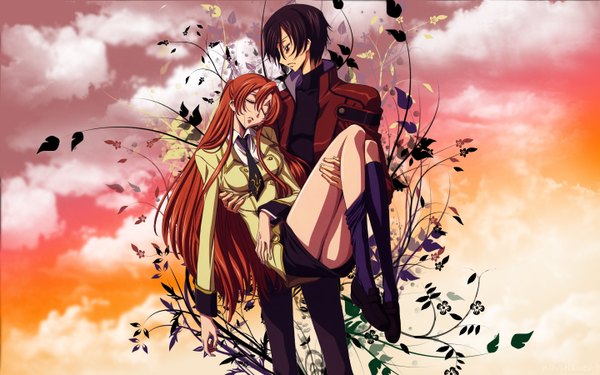 Anime picture 1440x900 with code geass sunrise (studio) lelouch lamperouge shirley fenette wide image