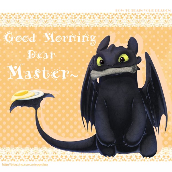Anime picture 1240x1240 with how to train your dragon dreamworks toothless eggsding single yellow eyes animal tail no people polka dot polka dot background dragon wings animal wings dragon plate scroll newspaper fried eggs