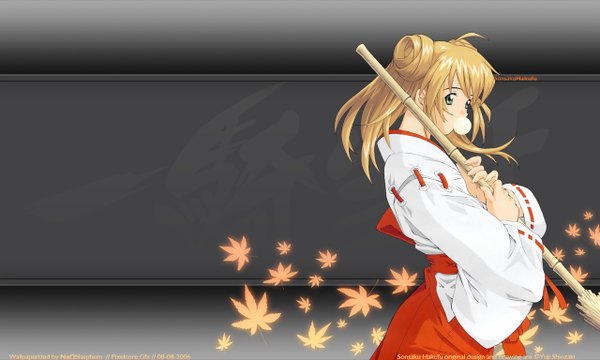 Anime picture 1280x768 with ikkitousen sonsaku hakufu wide image japanese clothes miko