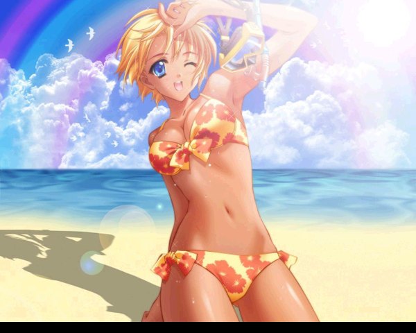 Anime picture 1280x1024 with swimsuit bikini floral print bikini tagme