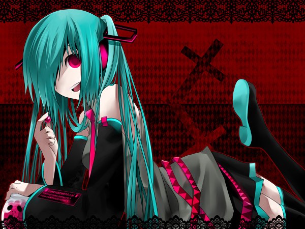 Anime picture 1200x900 with vocaloid hatsune miku gothic girl tagme