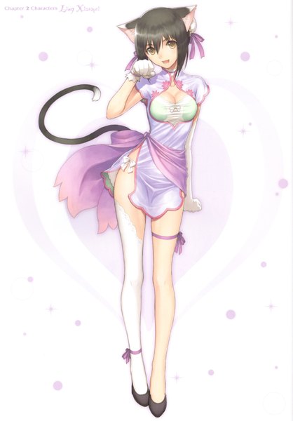 Anime picture 4417x6341 with shining (series) shining hearts shaomei rin tony taka single tall image looking at viewer fringe highres short hair breasts open mouth light erotic black hair simple background smile hair between eyes large breasts standing white background